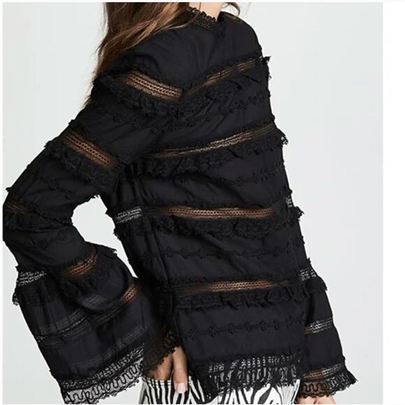 Ulla Johnson Grace Bell Sleeve Blouse in Noir Black Size 2 - Picture 14 of 14